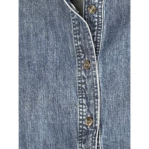 J. Jill Denim Top Shirt Jacket Accented with Beaded Hemline 3/4 Sleeves Size M - Picture 6 of 11